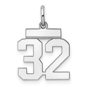 Sterling Silver, Athletic Collection, Small Polished Number 32 Pendant